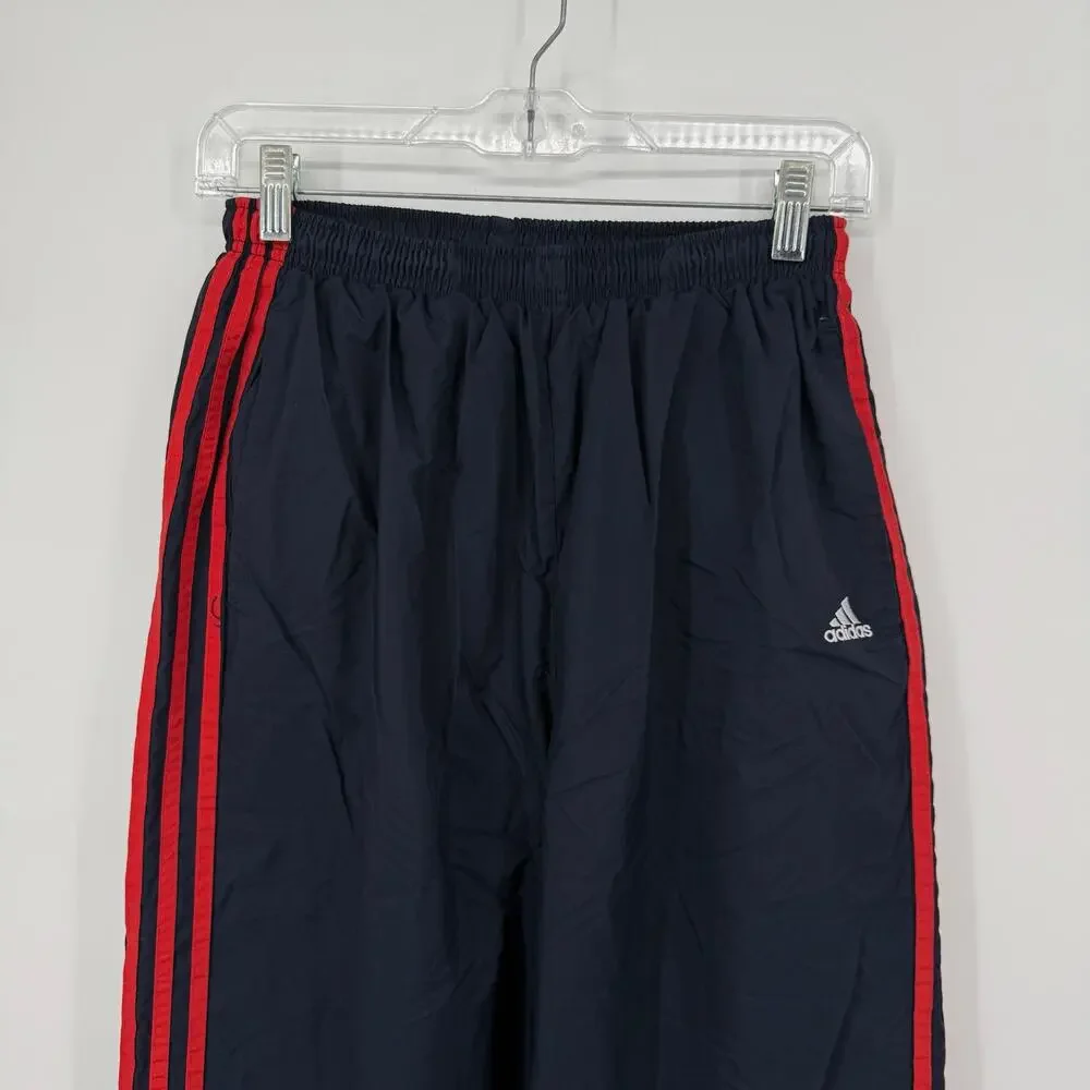 VTG y2k Men's Blue Red Adidas Lined Wide Leg Baggy Windbreaker Track Pants Sz M